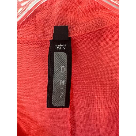 Inizio Pink Short‎ Sleeve V-Neck Lagenlook Coastal Ribbed Linen Dress Small - Picture 2 of 11